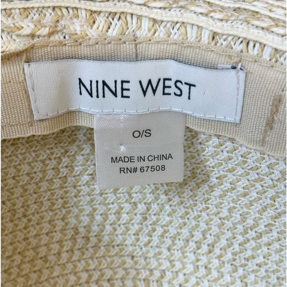 🌟HP🌟VTG 2000s Textured Cream Wide Brim Paper Straw Hat by Nine West - Picture 10 of 13